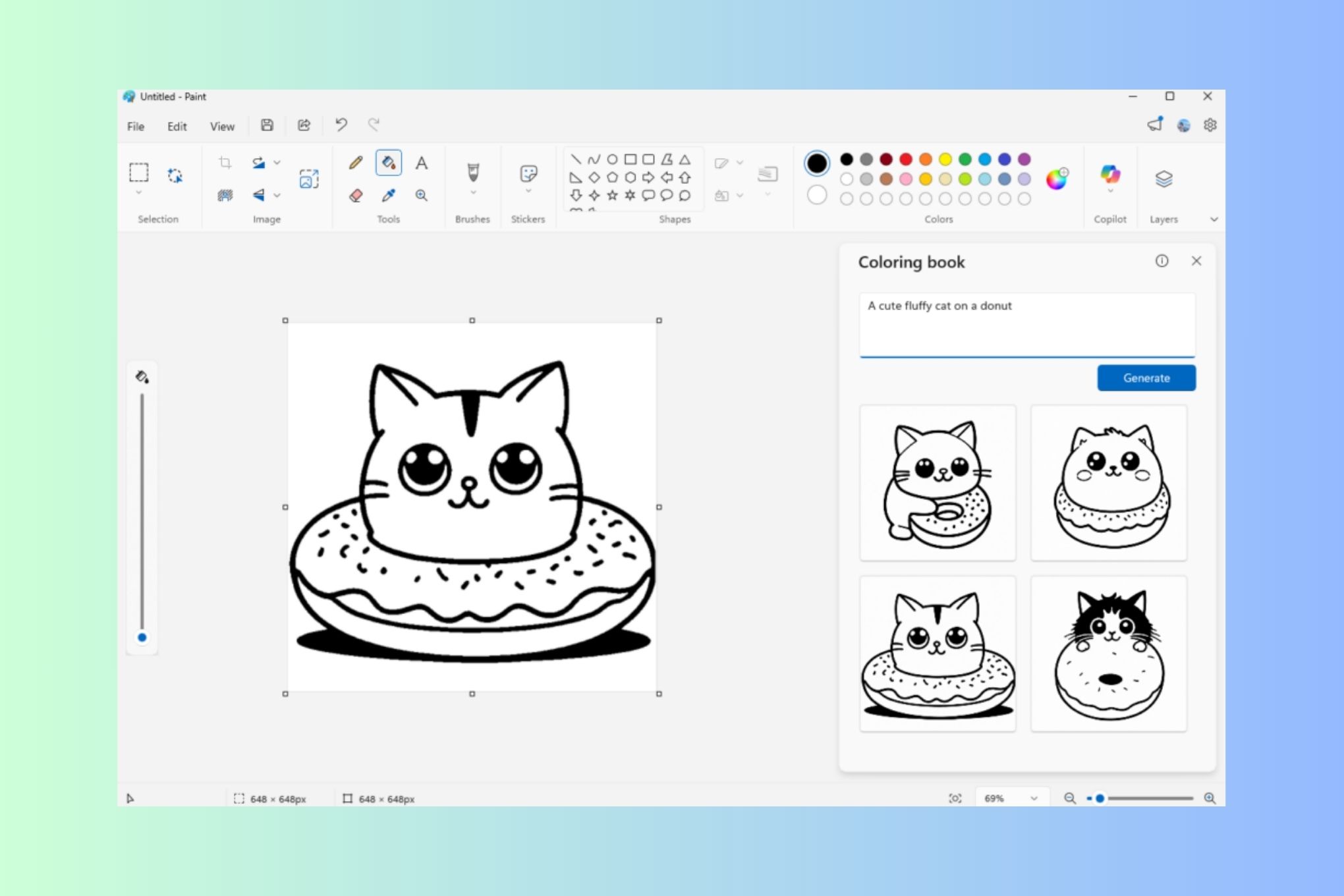 Microsoft Paint 現在可以製作 AI 塗色書