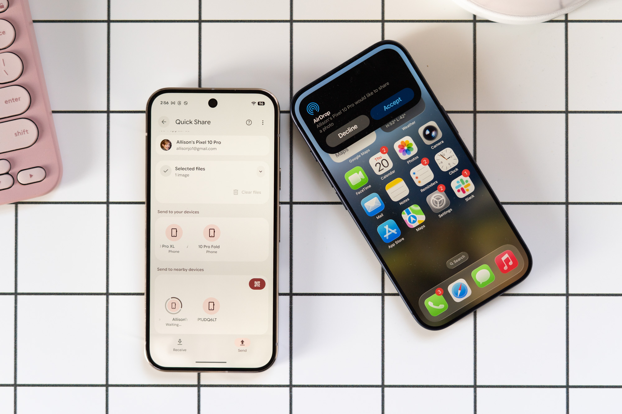 Pixel 9 手機現在亦可以使用 AirDrop 傳送檔案