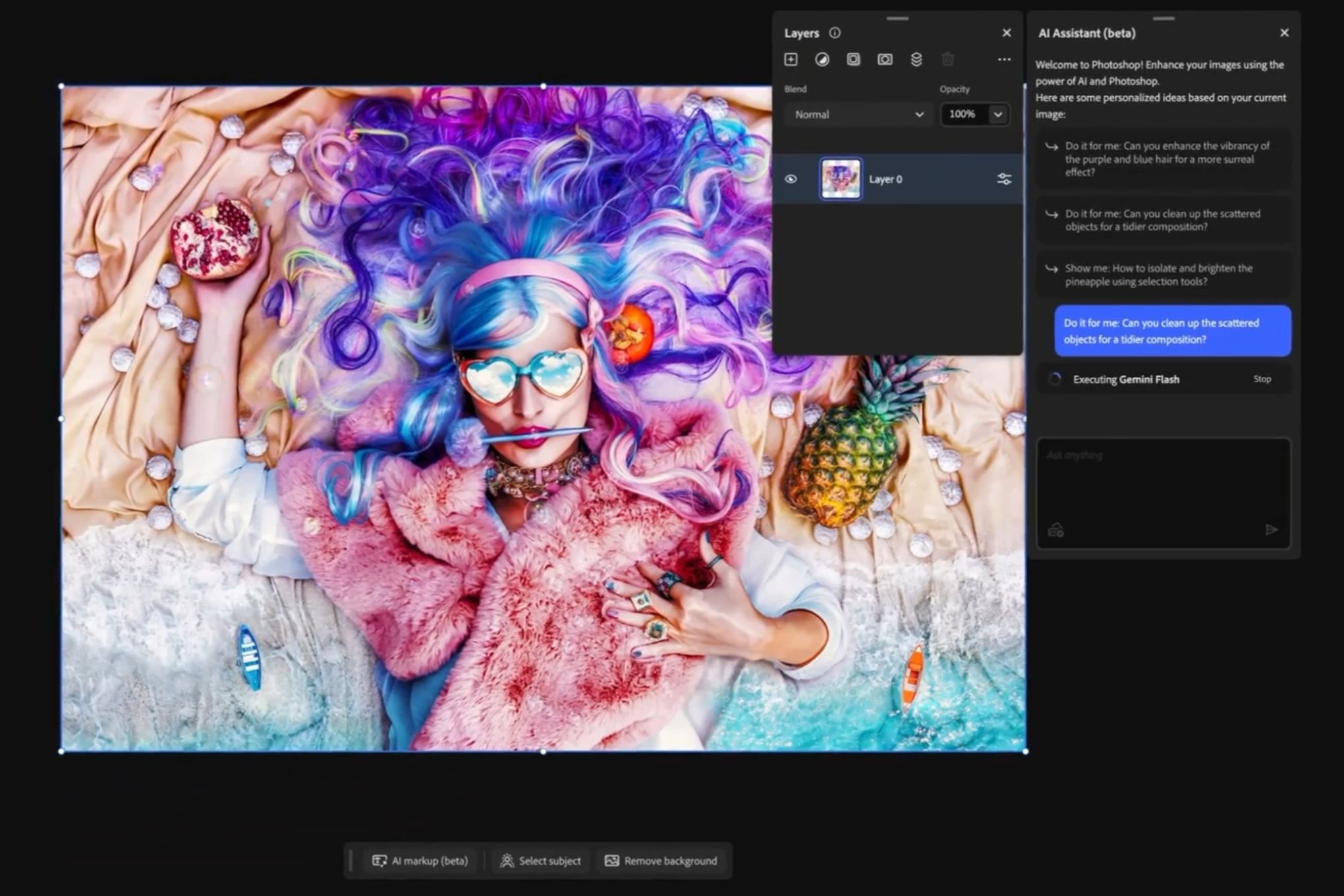 你現在可以請 Photoshop 的 AI 助手為你編輯圖片
