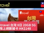 B4travel 台灣 8日 20GB 5G 無限上網數據卡 HK$148