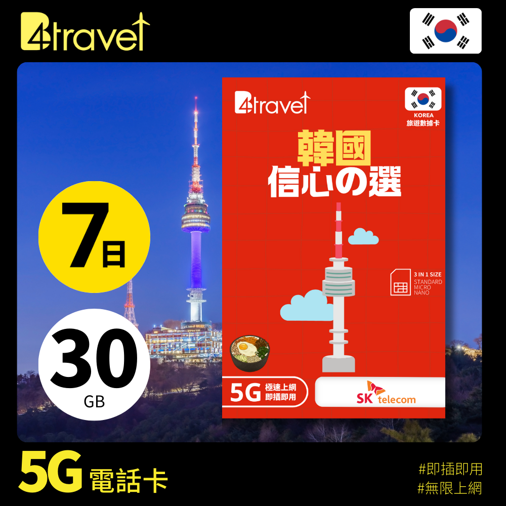 B4travel 韓國 7日無限上網卡 現已推出