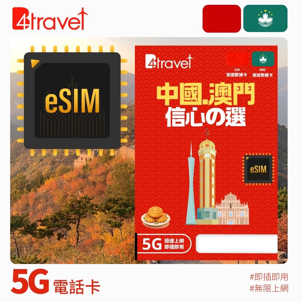 探索 B4travel Plus 中國+澳門 5G 無限上網數據卡新選擇