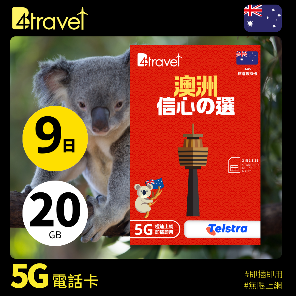 B4travel 推出 9 日 20GB 5G 數據卡，適合澳洲短途旅行