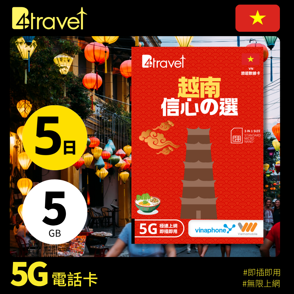 B4travel 越南雙網絡數據卡：5 日無限上網體驗